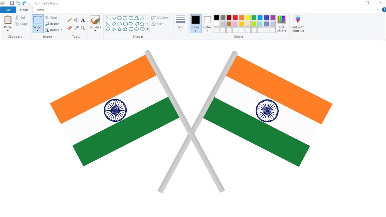 How To Draw Indian Flag In Ms Paint | Independence Day Drawing. - Youtube
