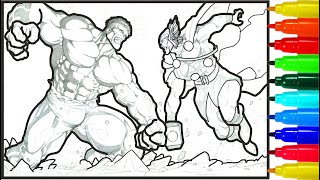 Hulk Thor Battle of Heroes Coloring Pages