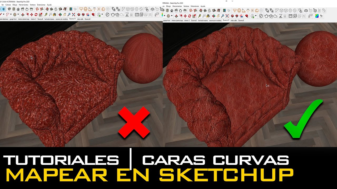 COMO MAPEAR TEXTURIZAR CARAS CURVAS EN SKETCHUP