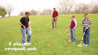 Family Tradition 8-Player Wooden Croquet Set, Amish Made