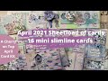 16 mini slimline cards/ April #Sheetloadofcards from Crafty Al/ featuring A Cherry On Top card kit