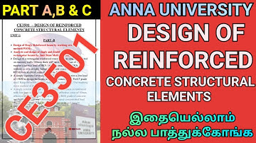 Design of Reinforced Concrete Structural Elements Important Questions Anna University | CE3501 | AU