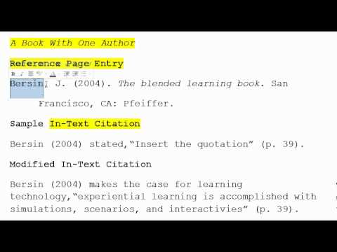 How To Use Apa Format For Citation No 1 Book With One Author