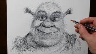 how to draw shrek scribble art drawing