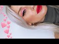 valentines | pink and red makeup tutorial | lolaliner
