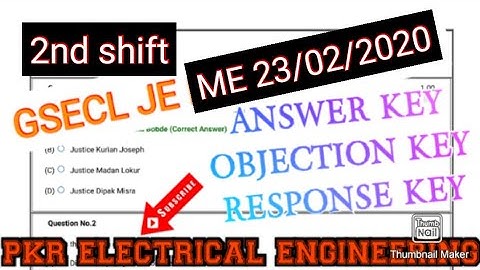 GSECL JE Mechanical Engineering 23 Feb 2020 2nd Shift  Answer Key  WITH ANSWERS Must watch