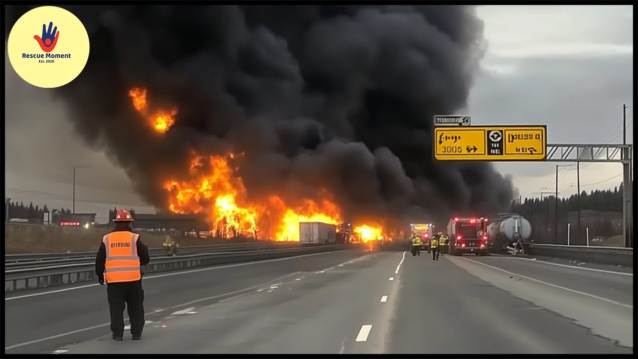 Rescue moment captured on camera | Fuel truck catches fire on the ...