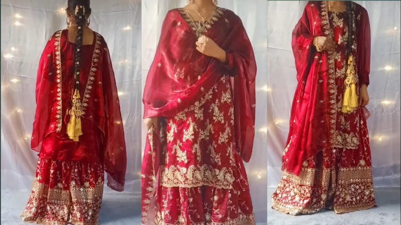 party wear gharara design cutting and stitching #dressdesingn