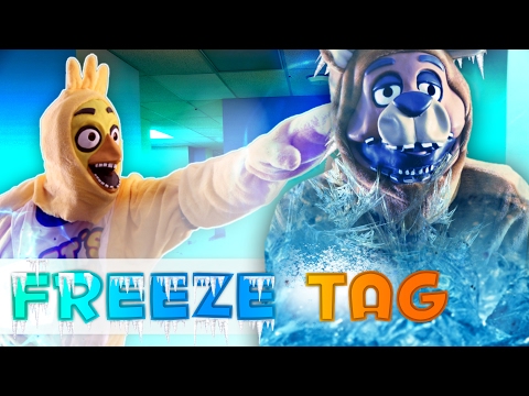 FROZEN FREDDY!?! FIVE NIGHT'S AT FREDDY'S REAL LIFE FREEZE TAG CHALLENGE!