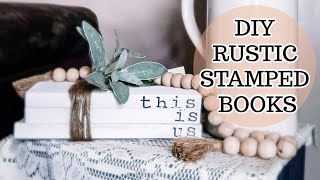 DIY RUSTIC STAMPED STACKED BOOKS | DOLLAR TREE DIY | LIFEWITHLO