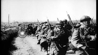 French infantry enter their trenches during World War I HD Stock Footage