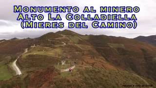 Monumento al minero, alto La Colladiella ( Mieres del Camino ) a vista de drone