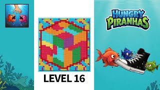 Level 16 Hungry Piranhas Pixel Color Shot Flow Gameplay Walkthrough