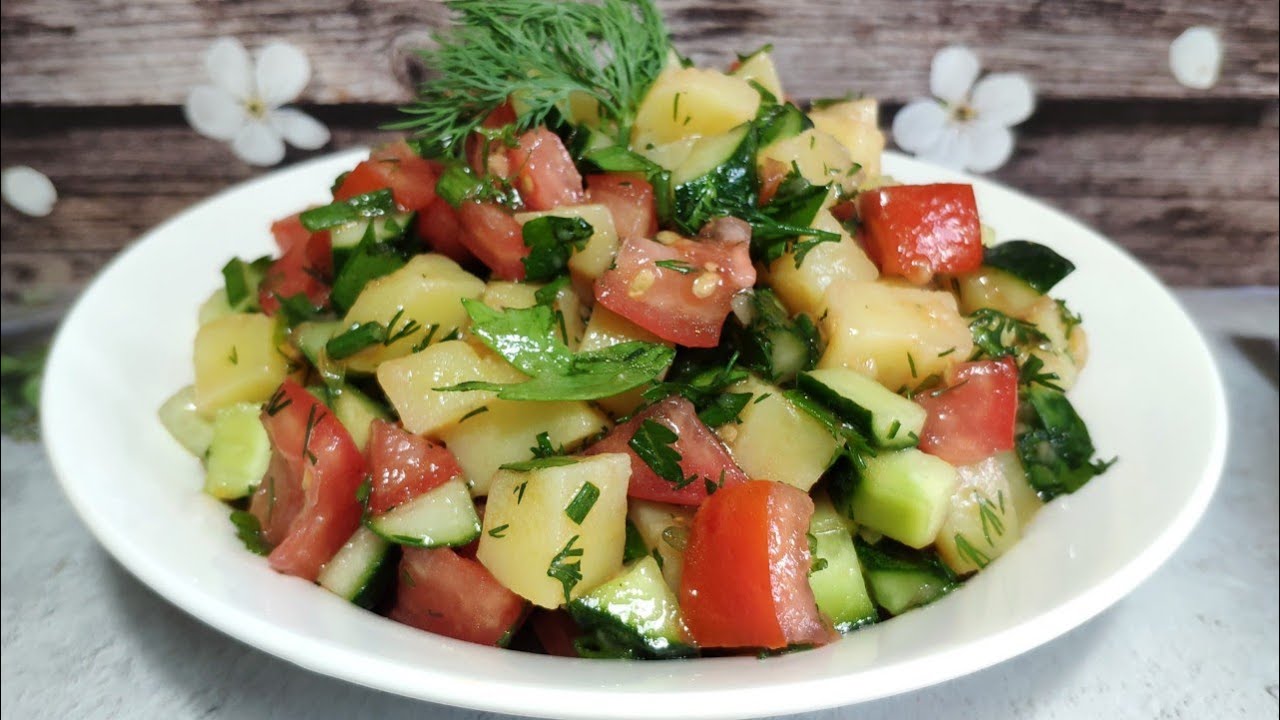 Самый Вкусный Картофельный Салат ! Простой Салат без майонеза ! Постные ...