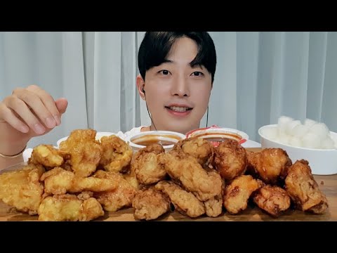 MUKBANG CHICKEN🍗 맵.단.짠의 끝판왕 교촌치킨신메뉴허니순살 반반콤보먹방 | soy,honey,spice chicken mukbang スパイシーチキンasmr