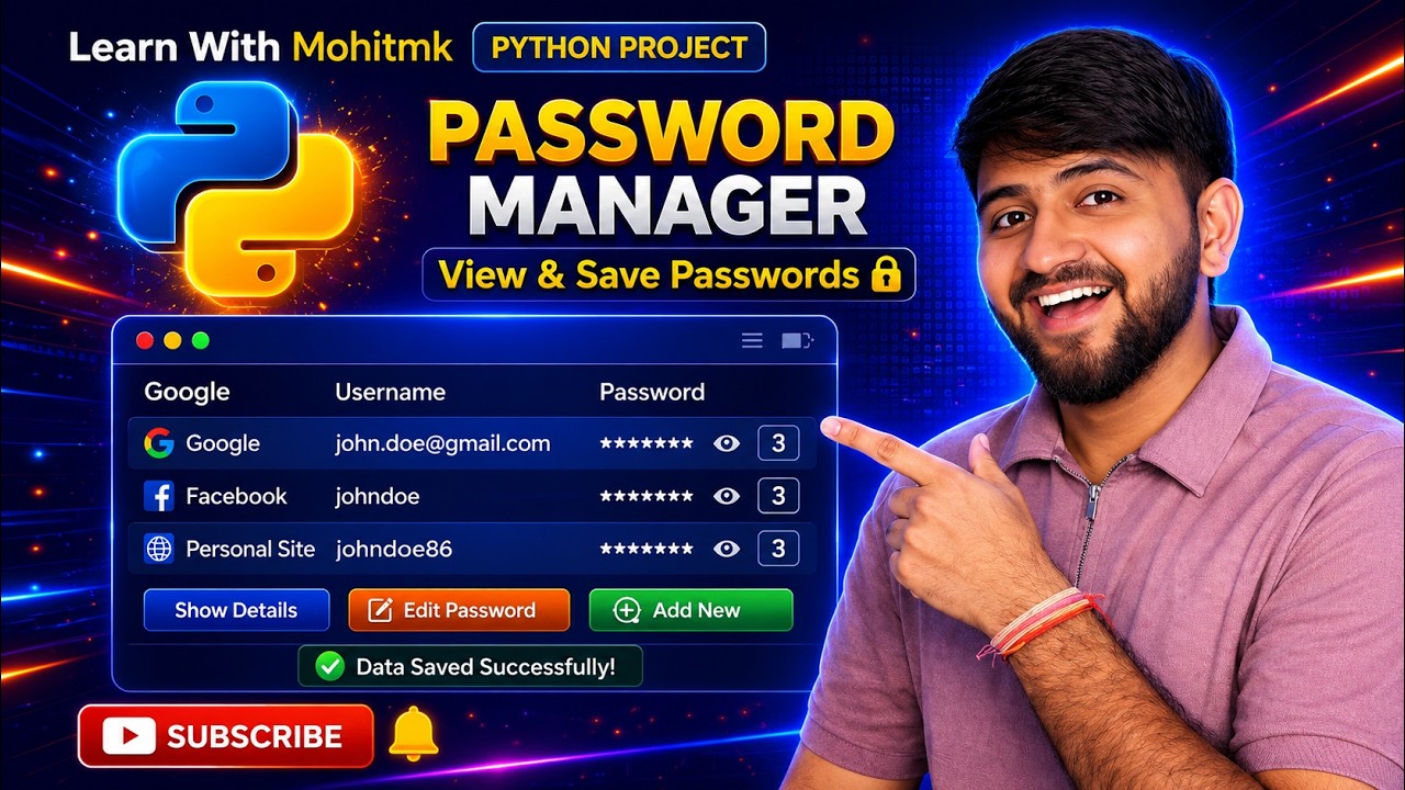 Build a Password Manager in Python 😱 | Save & View Passwords Securely 🔥 ...