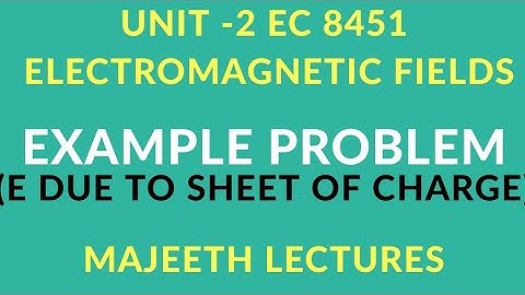 EC8451 ELECTROMAGNETIC FIELDS EXAMPLE PROBLEMS E DUE TO SHEET OF CHARGE