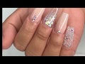 FULLSET WITH GLITTER AND CRYSTAL DESIGN