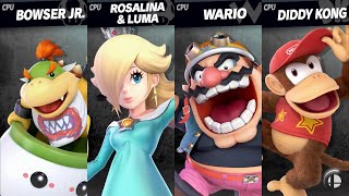 Super Smash Bros. Ultimate - Bowser Jr. vs Rosalina vs Wario vs Diddy Kong