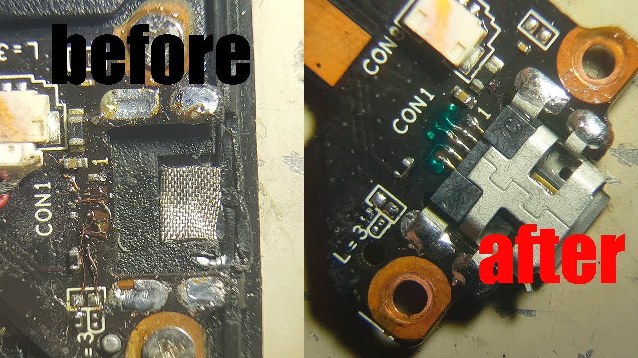 Замена micro usb,восстановление дорожек под micro usb под микроскопом ...