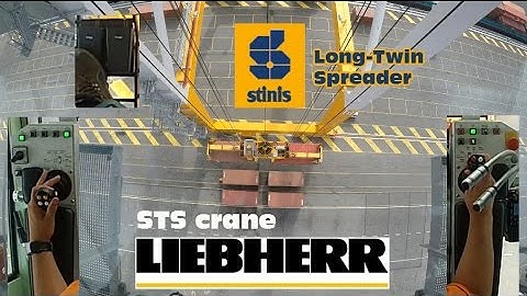 How to operate STS Gantry Crane on Barges Twin-Mode! Joystick-CAM Stinis Long-Twin spreader. GoPro