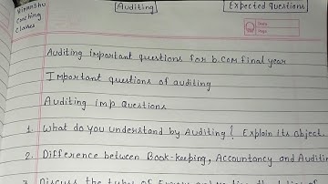 auditing | auditing important questions for bcom final year | important questions of auditing | bcom