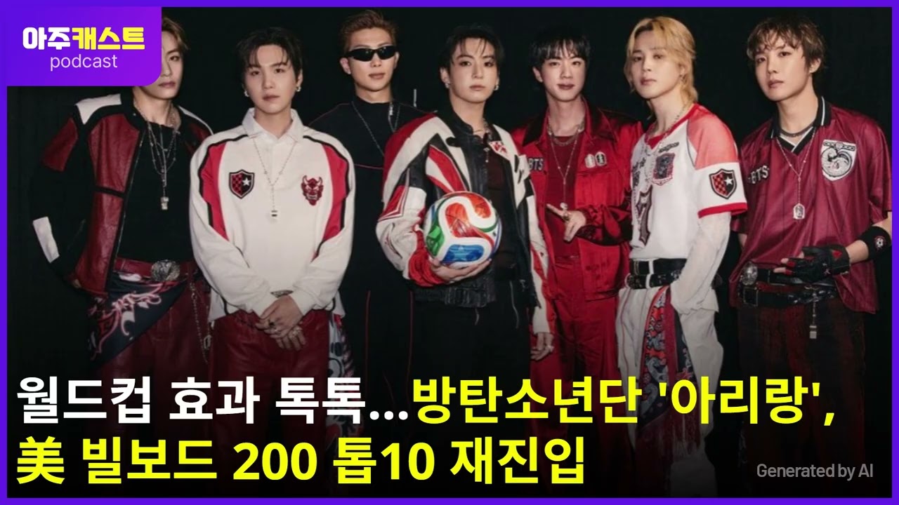 월드컵 효과 톡톡…방탄소년단 아리랑, 美 빌보드 200 톱10 재진입