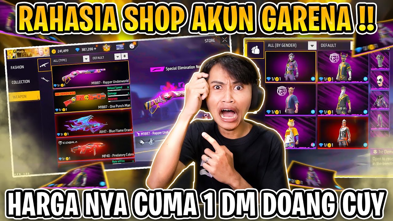 ISI SHOP AKUN GM GARENA FREE FIRE TERNYATA KAYA GINI !! SEMUA NYA SERBA 1 DM DOANG !!