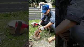 薪割り#Shorts#早島ふれあいの森公園#キャンプに恋して