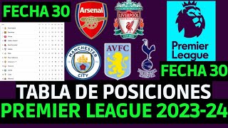 TABLA DE POSICIONES DE LA PREMIER LEAGUE - TABLA DE LA PREMIER LEAGUE INGLESA 2023-24 FECHA 30