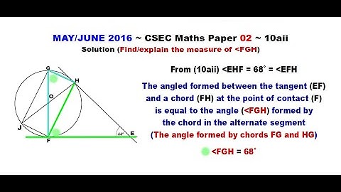 Paper2-CSEC-MATHS-297 ~ Circle Geometry & The Alternate Segment Theorem ~ May/June 2016 Number 10aii