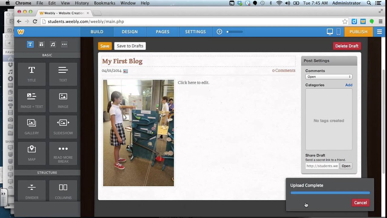 Weebly Blog Posting YouTube