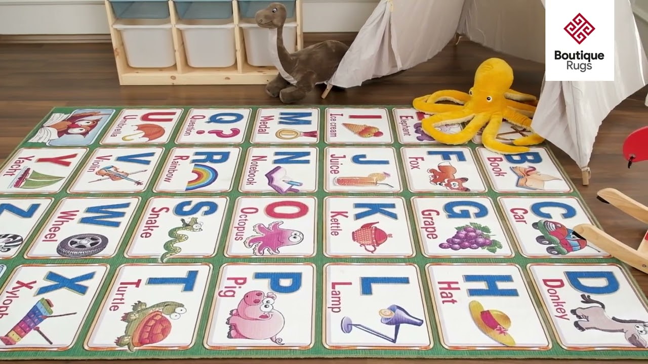 Osric Colorful Alphabet Washable Kids Rug
