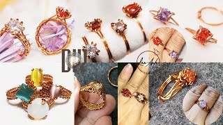 6 Making prong ring from copper wire - faceted stone and small cabochon