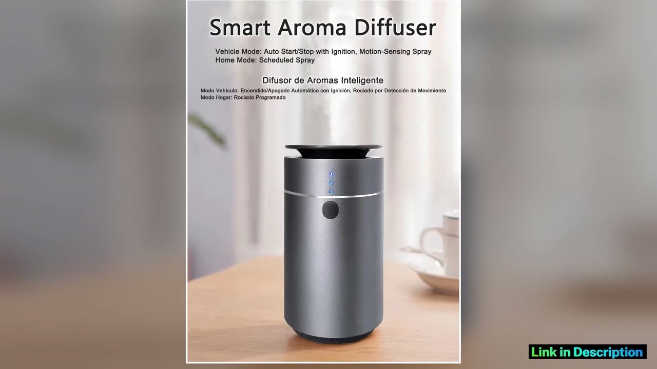 Smart Car Aroma Diffuser Auto Start Stop with Engine Quick Deodorizer Dual Mode for Home Vehicle Lo
