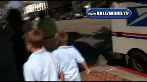 Lucy Lawless and Sons in Beverly Hills