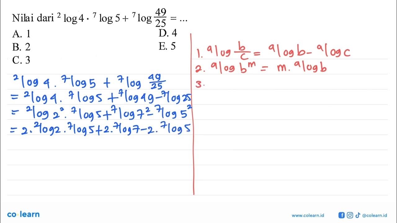 nilai-dari-2-log-4-7-log-5-7-log-49-25-youtube