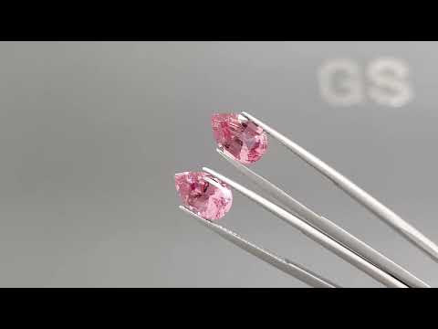 Pair of pink spinels in pear cut 5.26 carats, Tajikistan Video  № 2