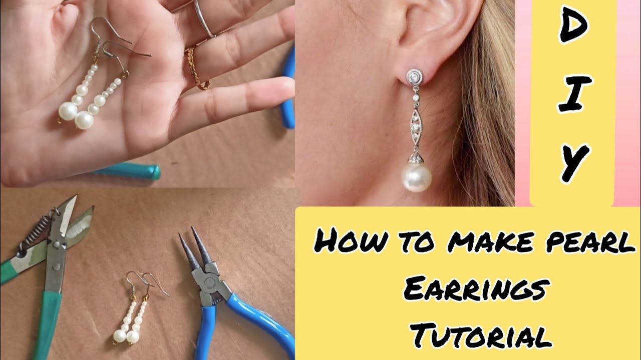 Diy/Korean Earrings/Pearl beaded earrings making/Tutorial/how to make
