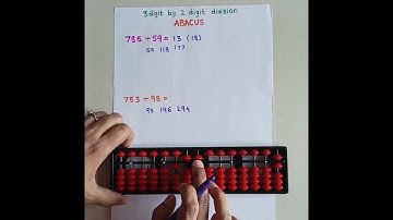 3 digital by 2 digit division on Abacus. Without learning tables