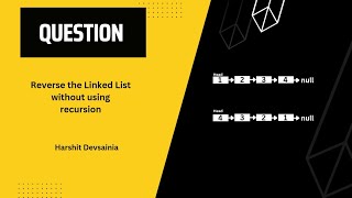 Reverse the Linked List without using recursion | @harshitdevsainia