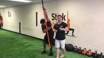 Monkey Hang with Rotational Shoulder Stretching Part 1 - Stick Mobility Exercise