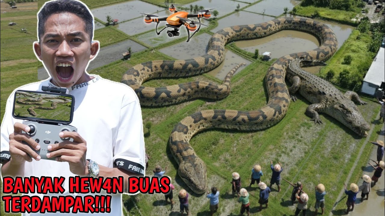 TEREKAM DRONE! UL4R DAN BU4Y4 GIGAS TERDAMPAR DUSAWAH?? | Mikael Family