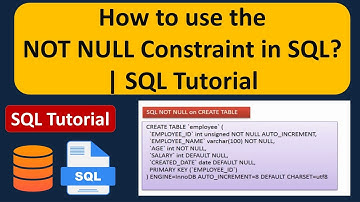 How to use the  NOT NULL Constraint in SQL? | SQL Tutorial For Beginners | Learn SQL