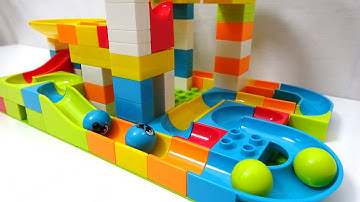 Marble Run ASMR ☆ 2 Kroon Block Coaster Slowly assembled video