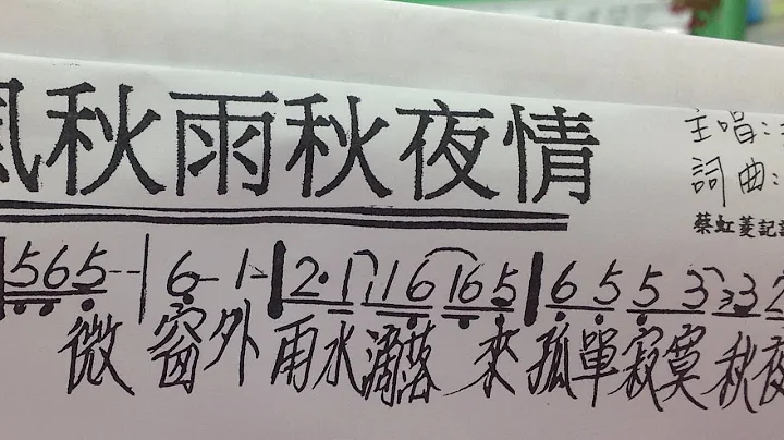 1060805蔡虹菱国／台教唱班周六早8－10时教学曲～秋风秋雨秋夜情（洪荣宏）词曲：陈宏铭 老师～数拍换气～耐心教学、慢慢带唱～（FB脸书、YouTube～同步直播教学） - 天天要闻