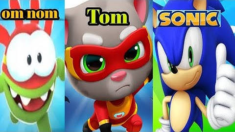 om nom run - talking tom hero desh - sonic dash run - trailer - - game play ( indroid iOS)