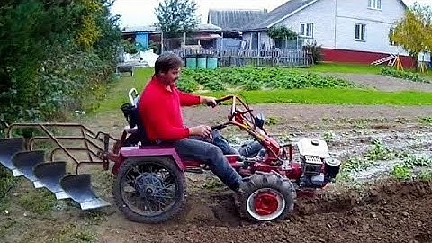 plowing with a walk-behind tractor in different countries of the world, video selection
