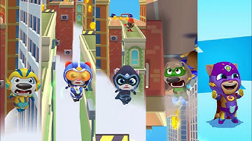 Talking Tom Hero Dash - Funny Moments 5 Superheroes Failed In Sliding Walls Gameplay.