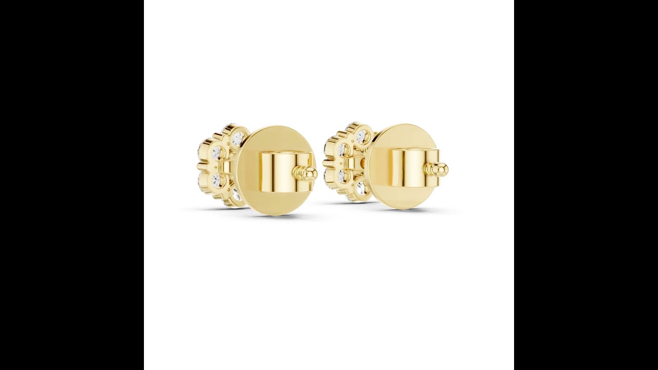 Seven-Stone Round Cut  Diamond Flower Studs Earring